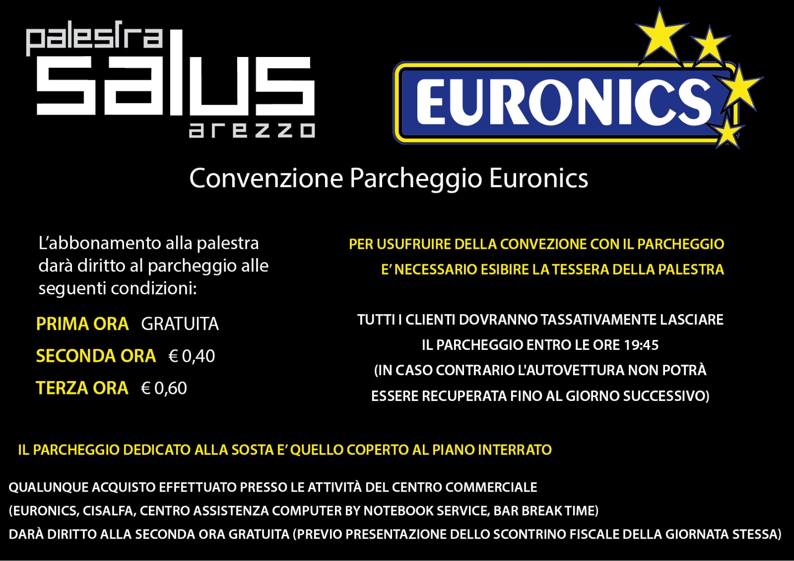 CONVENZIONE PARCHEGGIO EURONICS PALESTRA SALUS Palestra Salus